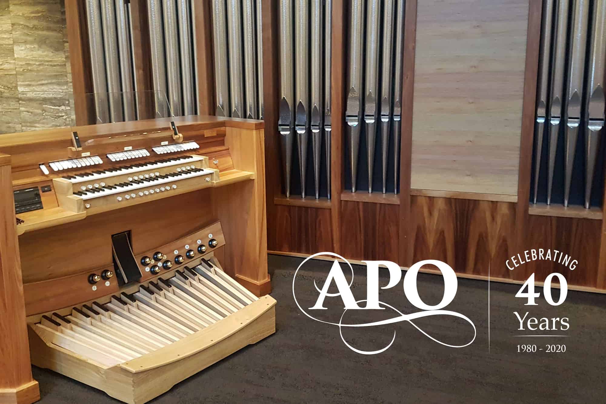 Celebrating 40 years Logo and Image - Australian Pipe Organs (APO)